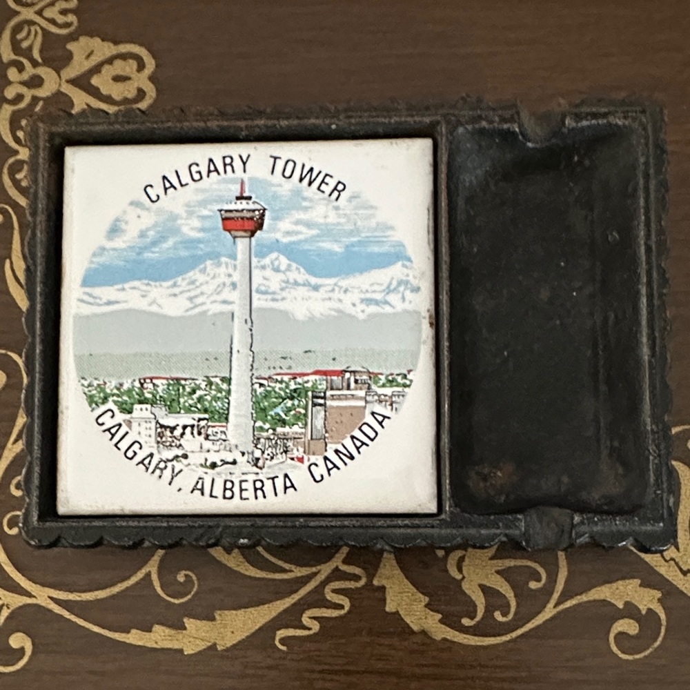 Vintage 1988 Calgary Tower Souvenir Cast Iron Trivit Ashtray